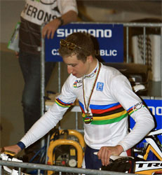 Taylor Phinney with one of his many World Champion jerseys