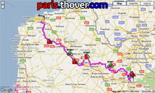 The route of the second stage of the 4 Jours de Dunkerque 2010 on Google Maps