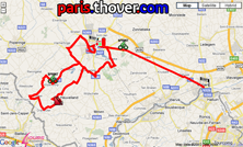 De kaart met het parcours van de derde etappe van de 4 Jours de Dunkerque 2010 op Google Maps