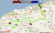 The route of the fifth stage of the 4 Jours de Dunkerque 2010 on Google Maps