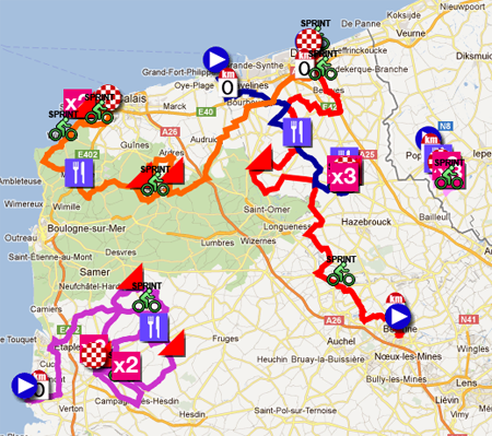 Download het parcours van de 4 Jours de Dunkerque 2012 in Google Earth