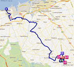 The map with the race route of the fourth stage of the 4 Jours de Dunkerque 2012 on Google Maps