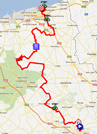 The map with the race route of the fifth stage of the 4 Jours de Dunkerque 2012 on Google Maps