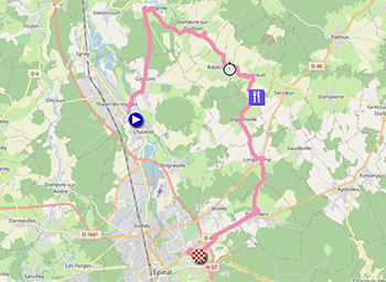 La carte du parcours du contre-la-montre femmes des Championnats de France de cyclisme sur route 2021 sur Open Street Maps