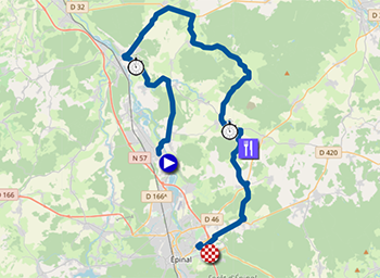 La carte du parcours du contre-la-montre hommes des Championnats de France de cyclisme sur route 2021 sur Open Street Maps
