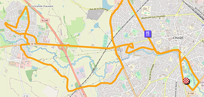 La carte du parcours du circuit des Championnats de France de cyclisme sur route 2022 sur Open Street Maps