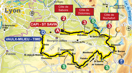 De kaart van de eerste etappe van de Rhône Alpes Isère Tour (RAIT) 2011