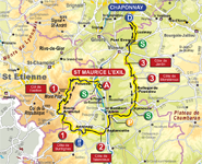 De kaart van de derde etappe van de Rhône Alpes Isère Tour (RAIT) 2011