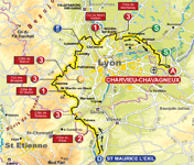 De kaart van de vierde etappe van de Rhône Alpes Isère Tour (RAIT) 2011