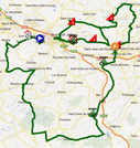 The map with the race route of the first stage of the Rhône Alpes Isère Tour 2012 on Google Maps