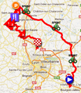 De kaart met het parcours van de la tweede etappe van de Rhône Alpes Isère Tour 2012 sur Google Maps
