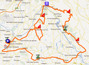 La carte du parcours de la quatrième étape du Rhône Alpes Isère Tour 2012 sur Google Maps