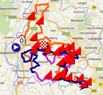 De kaart met het parcours van de Amstel Gold Race 2012 op Google Maps