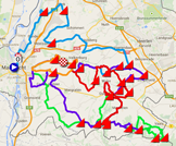 De kaart met het parcours van de Amstel Gold Race 2015 op Google Maps