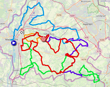 De kaart met het parcours van de Amstel Gold Race 2019