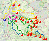 De kaart met het parkoers van de Amstel Gold Race 2022 op Open Street Maps