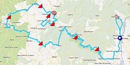 De kaart met het parcours van La Classic Sud Ardèche 2013 op Google Maps