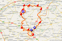 The map with the race route of Cholet-Pays de Loire 2011 on Google Maps