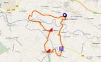 De kaart met het parcours van de Classic Loire Atlantique 2011 op Google Maps