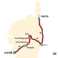 map with the race route of the Classica Corsica 2015