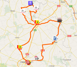 The race route of the Classic de l'Indre 2011 on Google Maps