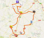 De kaart met het parcours van de Classic de l'Indre 2011 op Google Maps