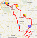 A map with the race route of the Classic de l'Indre 2012 on Google Maps