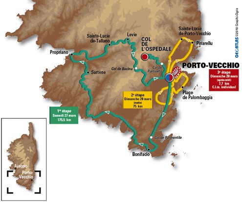 La carte du parcours du Critérium International 2010 - © A.S.O. / source letour.fr