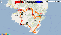 The map of the first stage's route of the Critrium International 2010 on Google Maps