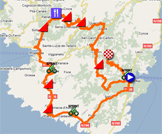 The race route of the first stage of the Critérium International 2011 on Google Maps