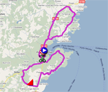De kaart met het parcours van de deuxième etappe van het Critérium International 2011 op Google Maps
