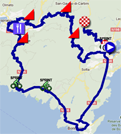 La carte du parcours de la troisième étape du Critérium International 2012 sur Google Maps