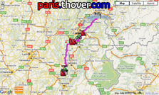 The route map of the first stage of the Critrium du Dauphin 2010 on Google Maps