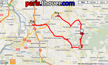 De kaart met het parcours van de derde etappe van het Critérium du Dauphiné 2010 op Google Maps