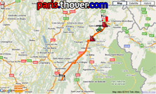 De kaart met het parcours van de zevende etappe van het Critérium du Dauphiné 2010 op Google Maps