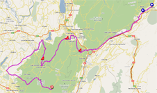 La carte du parcours de la première étape du Critérium du Dauphiné 2011 sur Google Maps