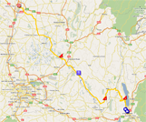 La carte du parcours de la quatrième étape du Critérium du Dauphiné 2011 sur Google Maps