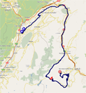 De kaart met het parcours van de zevende etappe van het Critérium du Dauphiné 2011 op Google Maps