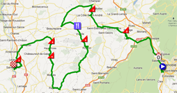 The race route of the first stage of the Critérium du Dauphiné 2012 on Google Maps