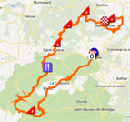 De kaart met het parcours van de tweede etappe van het Critérium du Dauphiné 2012 op Google Maps