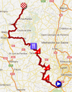 De kaart met het parcours van de derde etappe van het Critérium du Dauphiné 2012 op Google Maps