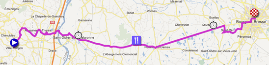 La carte du parcours de la quatrième étape du Critérium du Dauphiné 2012 sur Google Maps