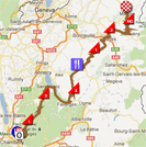 De kaart met het parcours van de zesde etappe van het Critérium du Dauphiné 2012 op Google Maps