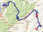 La carte du parcours de la cinquième étape du Critérium du Dauphiné 2013 sur Google Maps