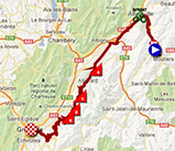 De kaart met het parcours van de zesde etappe van het Critérium du Dauphiné 2013 op Google Maps