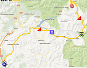 De kaart met het parcours van de achtste etappe van het Critérium du Dauphiné 2013 op Google Maps