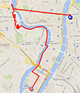 De kaart met het parcours van de eerste etappe van het Critérium du Dauphiné 2014 op Google Maps