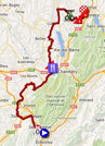 De kaart met het parcours van de zesde etappe van het Critérium du Dauphiné 2014 op Google Maps