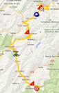 De kaart met het parcours van de achtste etappe van het Critérium du Dauphiné 2014 op Google Maps