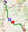 De kaart met het parcours van de vierde etappe van het Critérium du Dauphiné 2015 op Google Maps